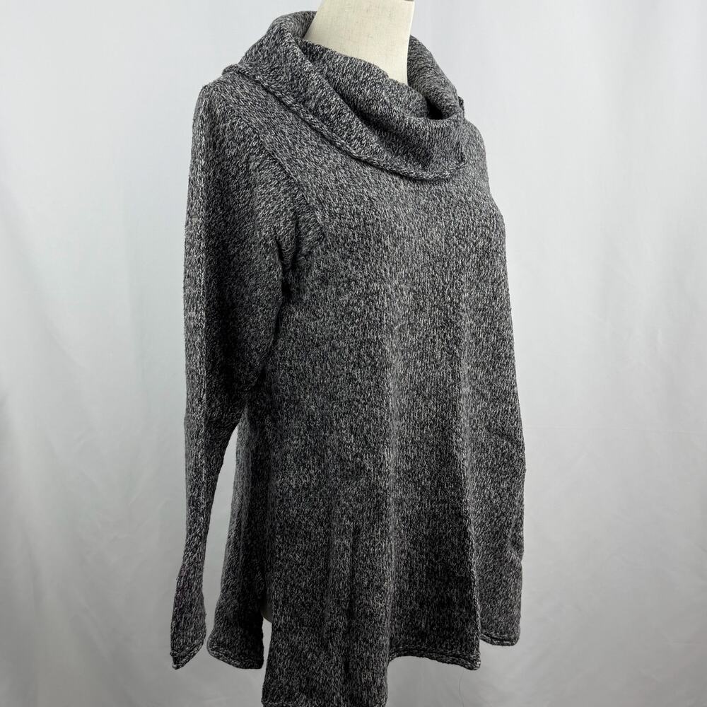 Pure J Jill Gray Marled Knit Sweater Cowl Neck Tunic Side Slit Womens Small - Picture 4 of 9